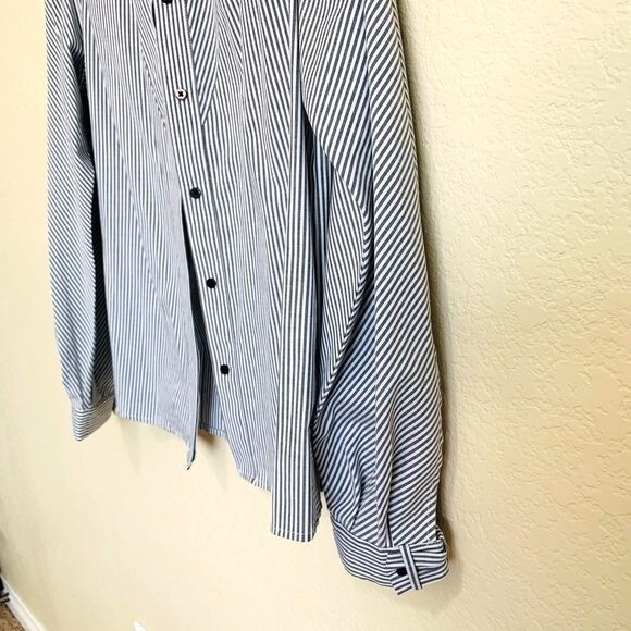 Laundry by Shelli Segal women top gray stripe long sleeve collar shirt size S - Picture 6 of 12